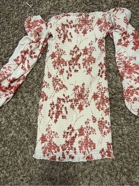 Windsor White Mini Dress with Rust Floral Print